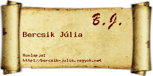 Bercsik Júlia névjegykártya